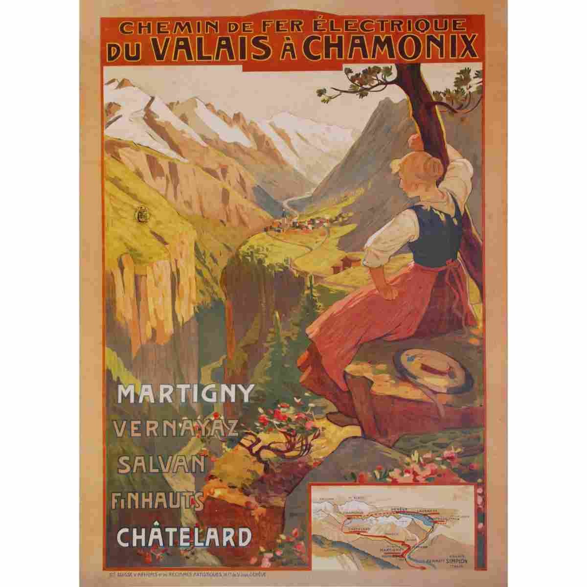 edouard ravel chemin de fer du valais a chamonix 1906 2 Advert A4 Photo Print