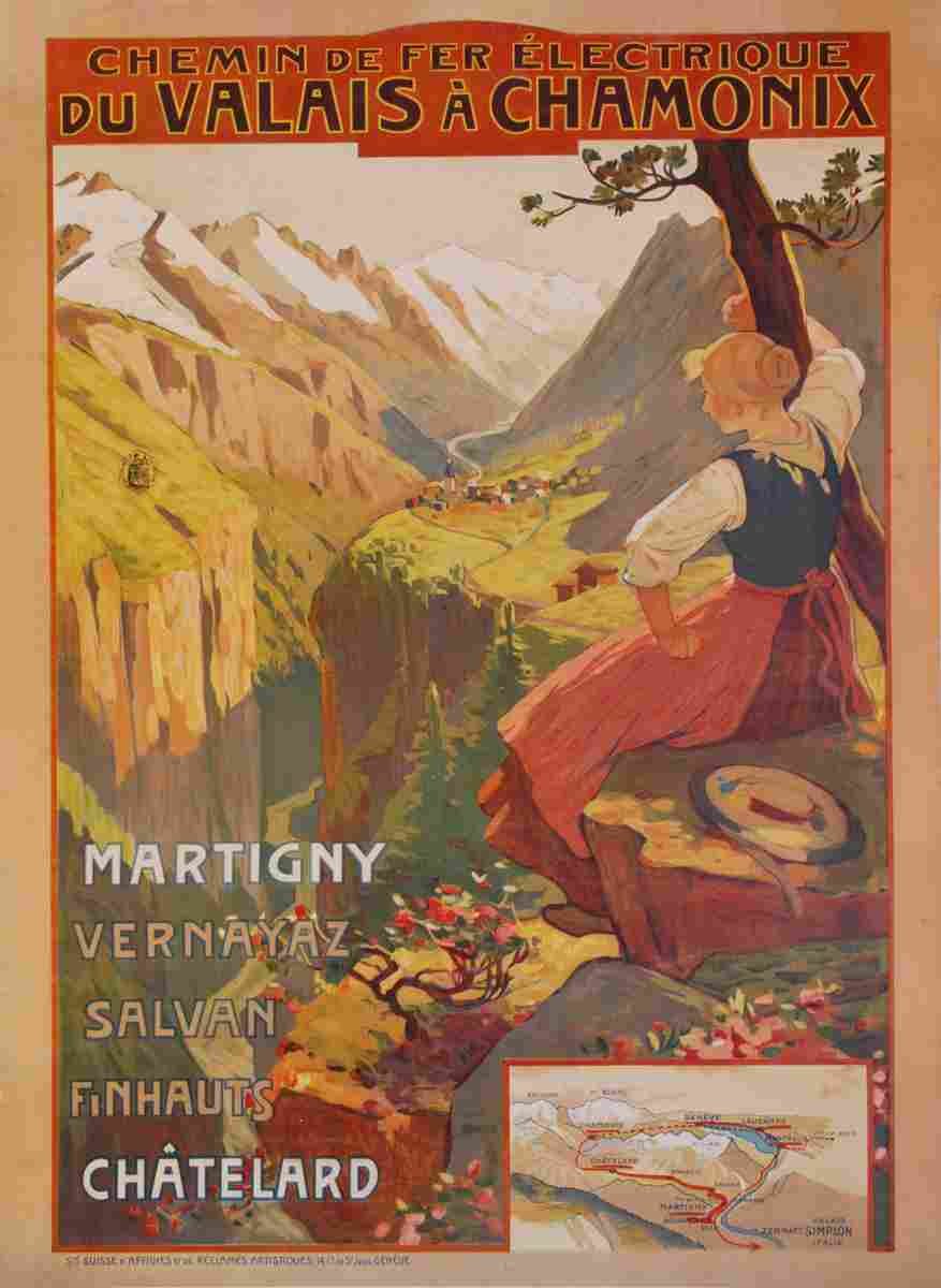 edouard ravel chemin de fer du valais a chamonix 1906 4 Advert A4 Photo Print