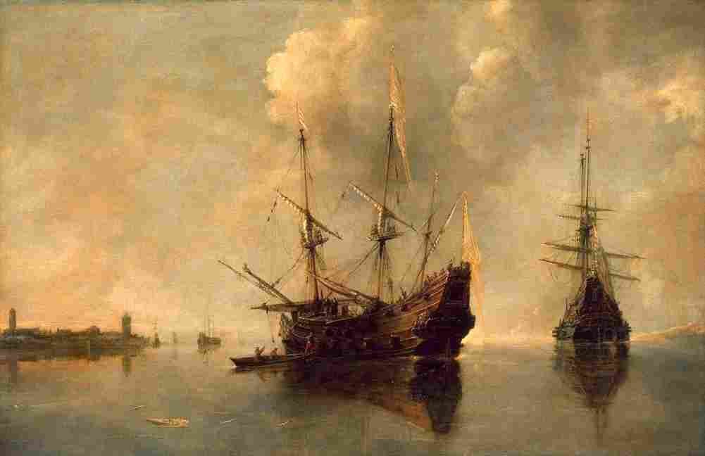 eertvelt two ships at anchor Art A4 Photo Print