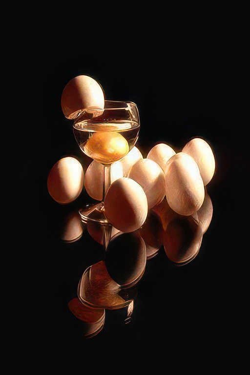 eggs wine glass Vintage A4 Photo Print