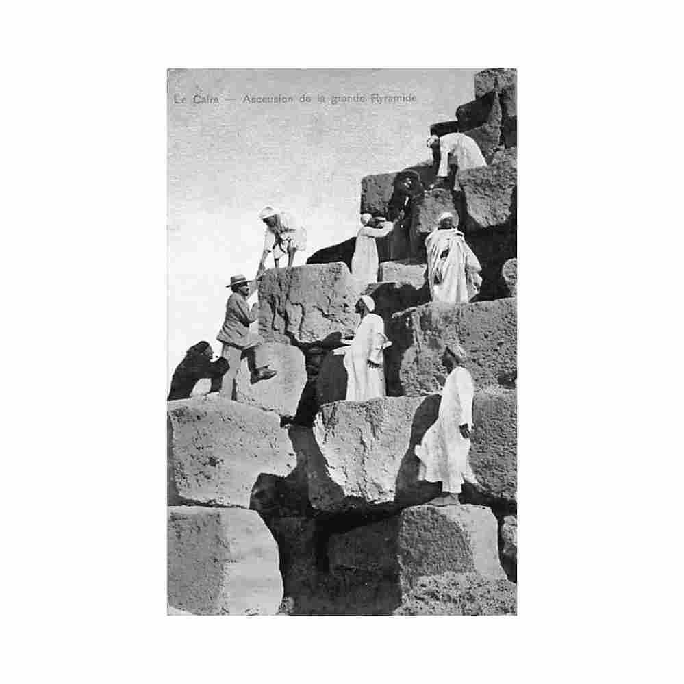 egypt cairo ascent of the great pyramid by tourists max h rudmann 971 Vintage A4 Photo Print