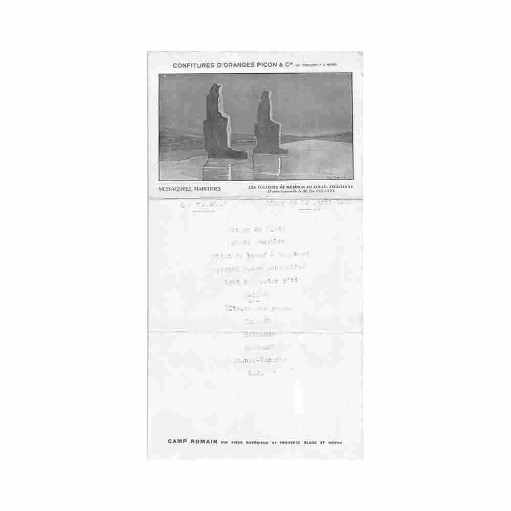 egypt colossi of memnon menu messageries maritimes Vintage A4 Photo Print