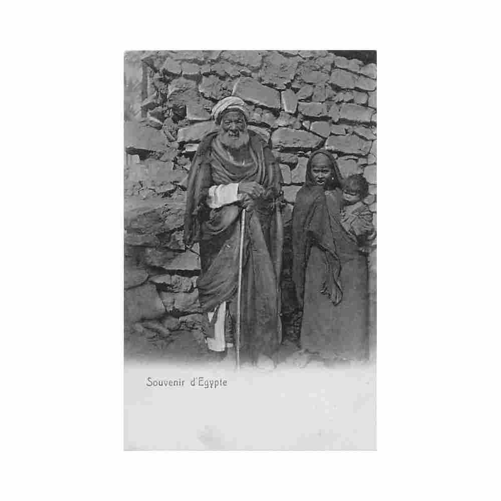 egypt old fellah with his children Vintage A4 Photo Print