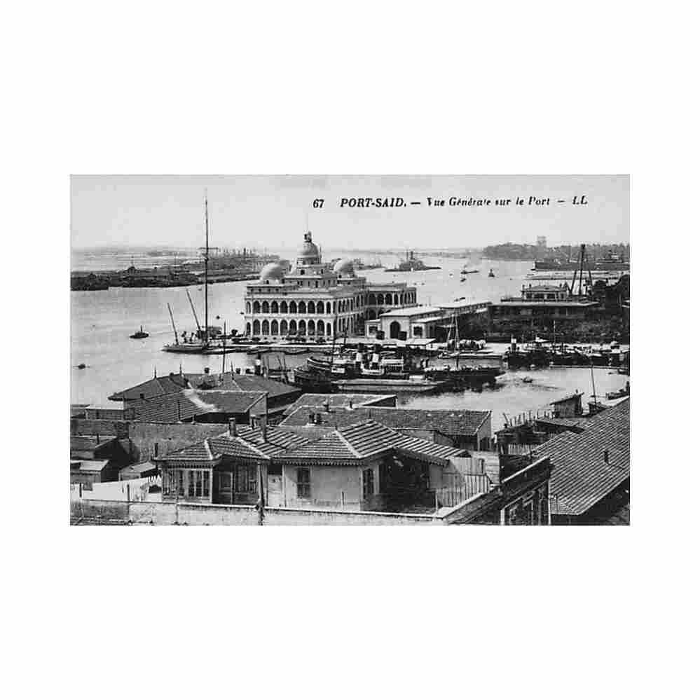 egypt port said general view of the harbour levy ll 67 Vintage A4 Photo Print
