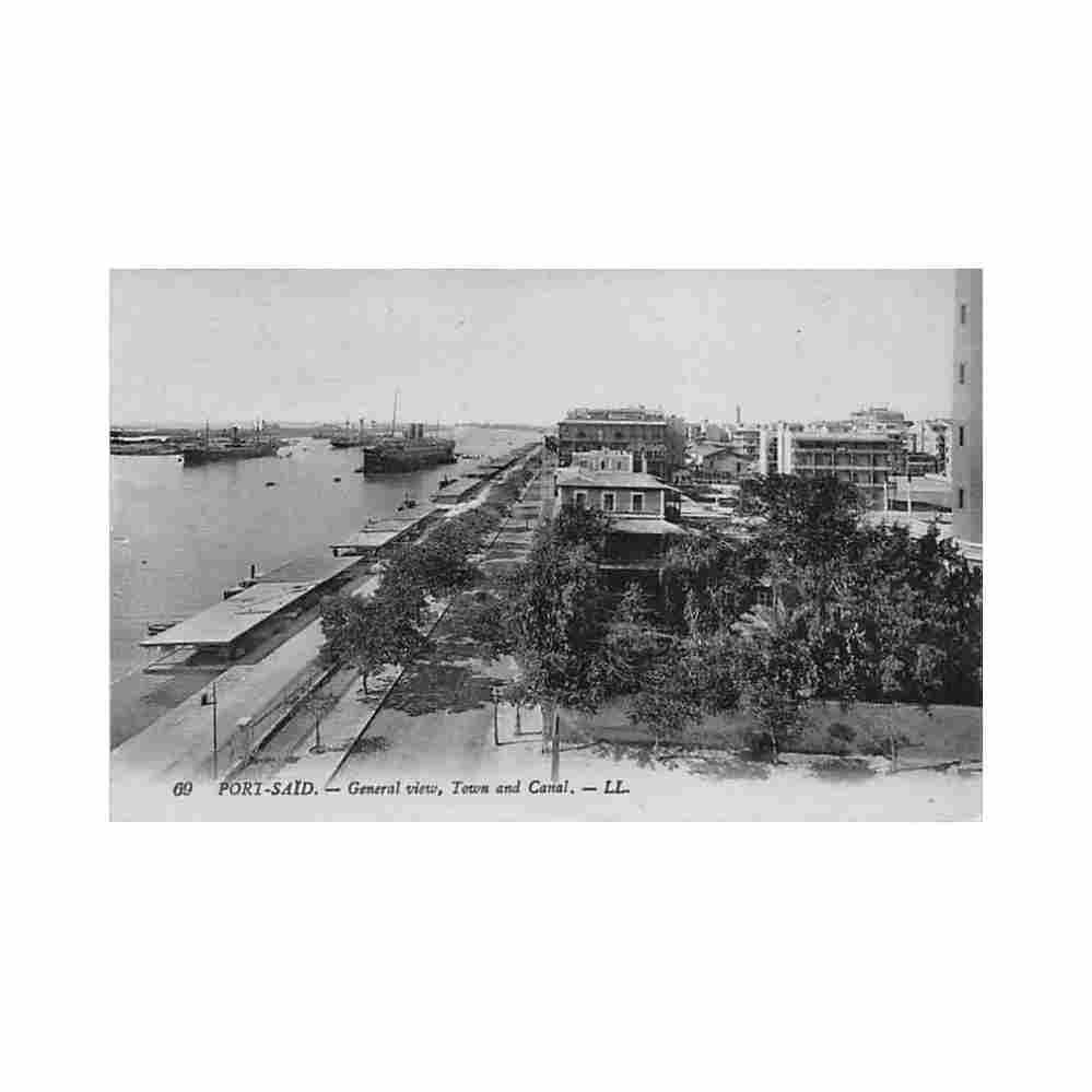egypt port said general view town and canal levy ll 69 Vintage A4 Photo Print