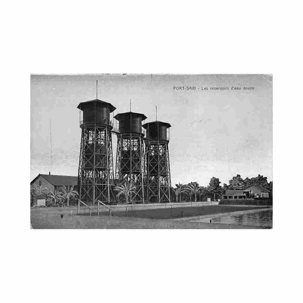 egypt port said the fresh water tanks isaac behar Vintage A4 Photo Print