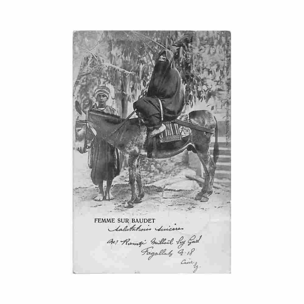 egypt woman riding a donkey unknwon Vintage A4 Photo Print