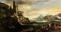 eismann a mediterranean inlet with stevedores unloading barges in the foreground Art A4 Photo Print