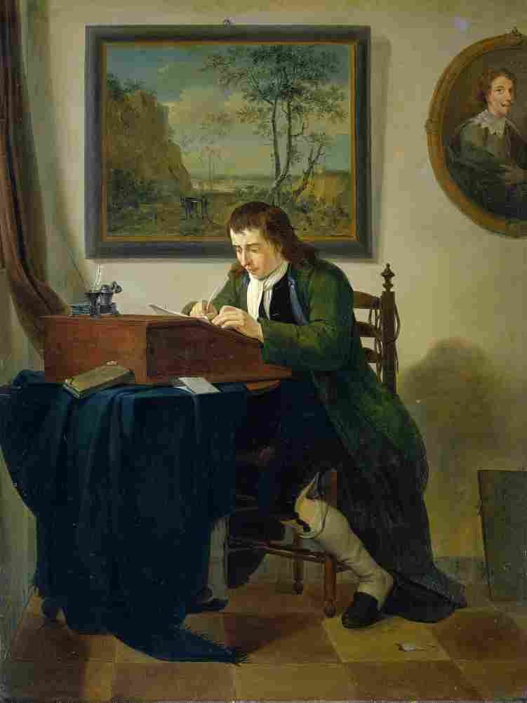 ekels man writing at his desk Art A4 Photo Print