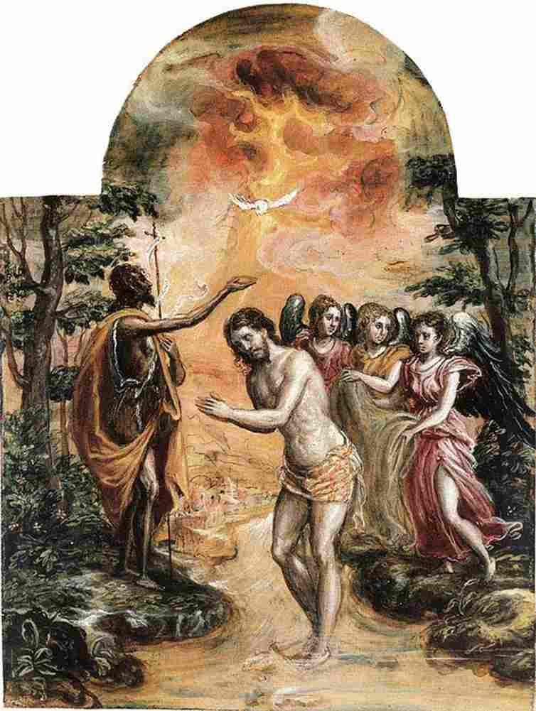 el The Baptism of Christ The Modena Tryptich Art A4 Photo Print