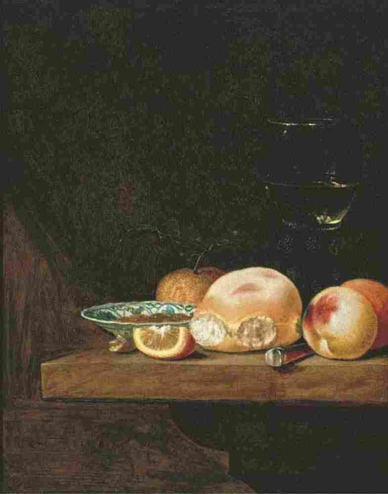 elinga Still Life with Bread Roll and Fruit Art A4 Photo Print