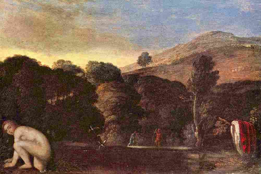 elsheimer Disputed Atribute Landscape with Bathing Nymph Art A4 Photo Print