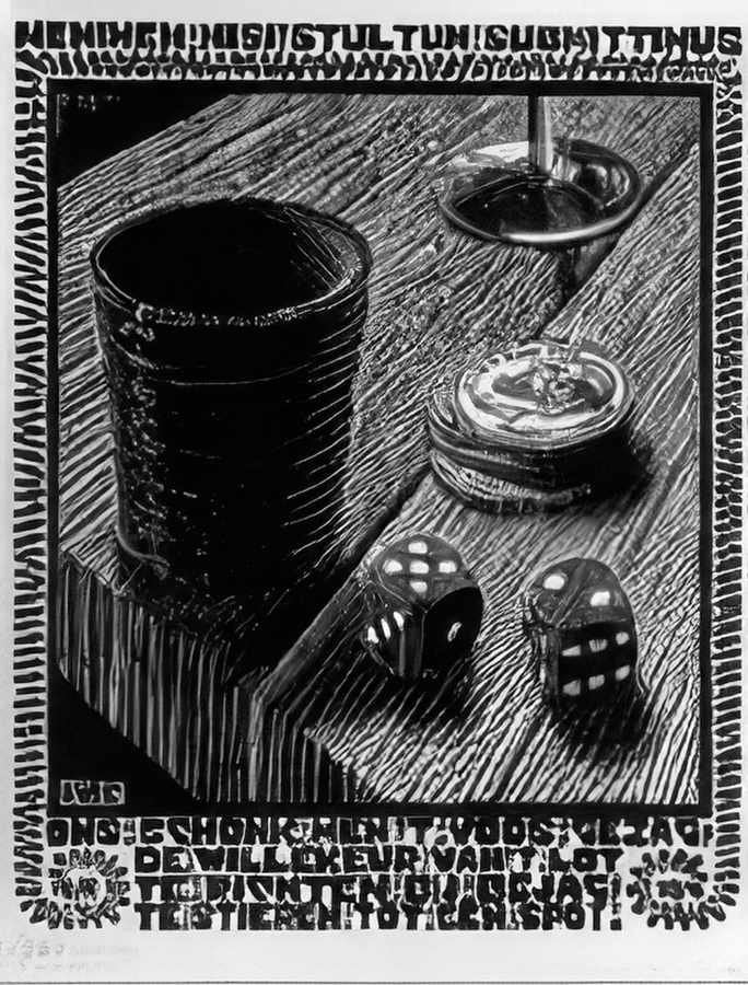 emblemata dice mc escher 1931 A4 Photo Print