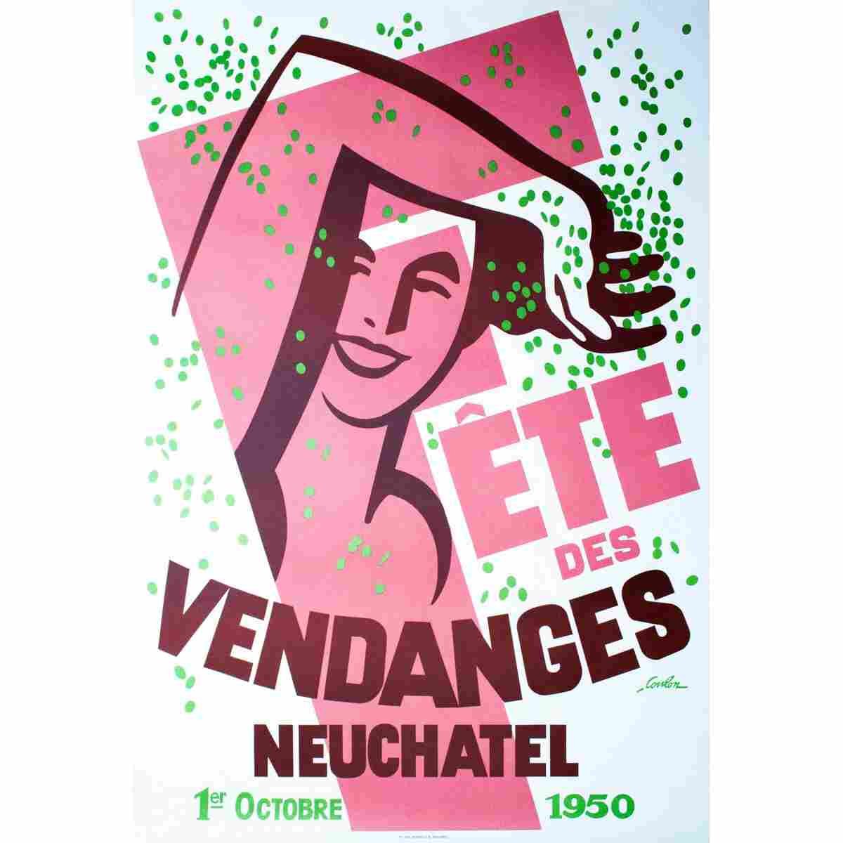 eric de coulon fete des vendanges neuchatel 1950 2 Advert A4 Photo Print