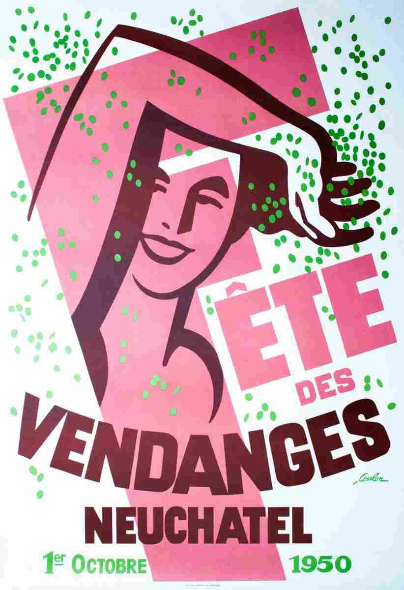 eric de coulon fete des vendanges neuchatel 1950 4 Advert A4 Photo Print
