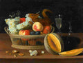 es van basket of fruit and a squirrel glasses and a cut melon Art A4 Photo Print