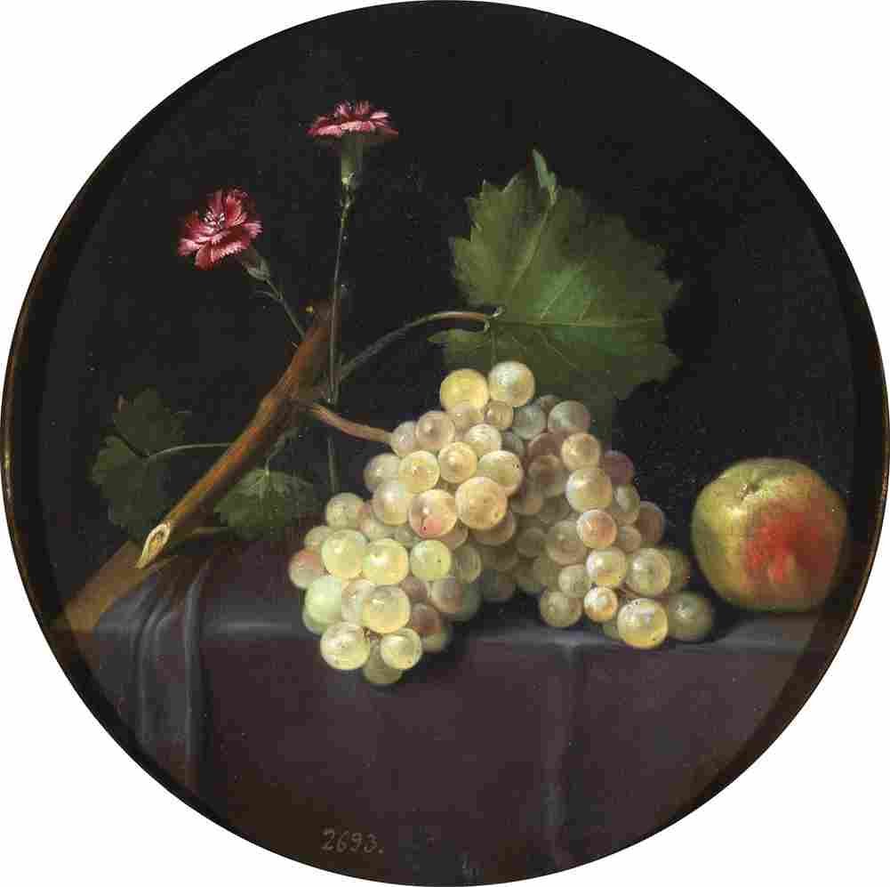 es van grapes apples and carnations Art A4 Photo Print