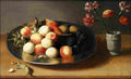 es van peaches pears nuts and a vase of carnations Art A4 Photo Print