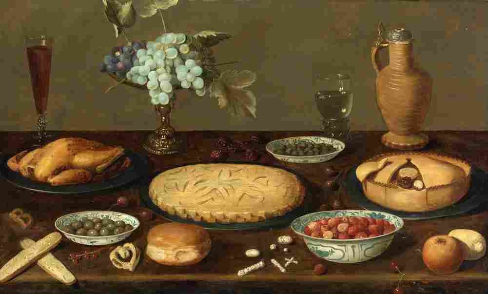 es van still life with meat pies Art A4 Photo Print