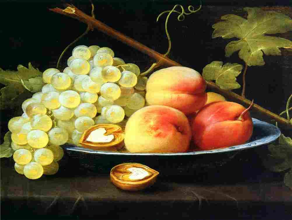 es van still life with peaches grapes and walnuts Art A4 Photo Print