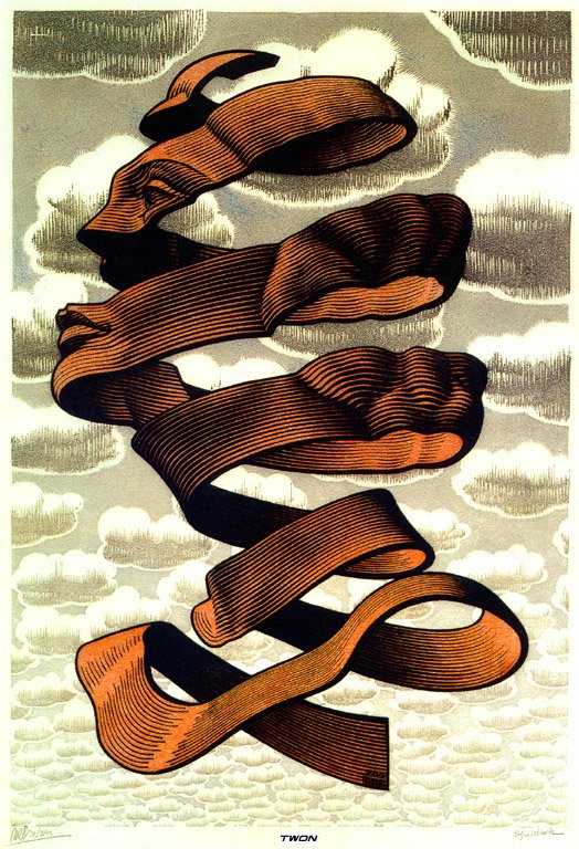 escher2 043 twon Rind Art A4 Photo Print