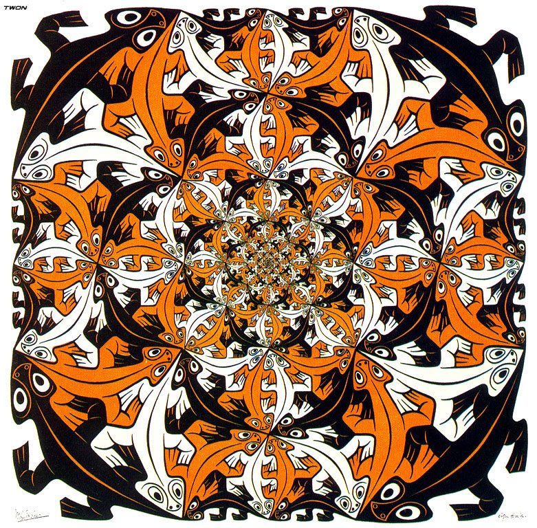 escher2 075 twon Smaller and Smaller Art A4 Photo Print
