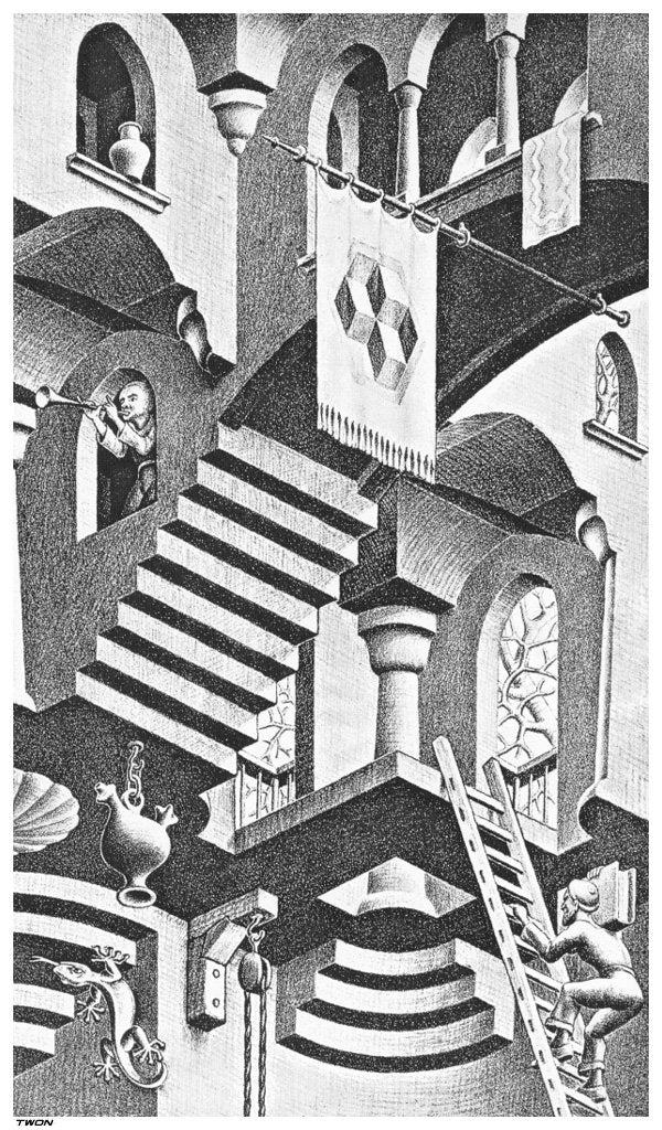 escher2 107 twon Concave and Convex detail Art A4 Photo Print