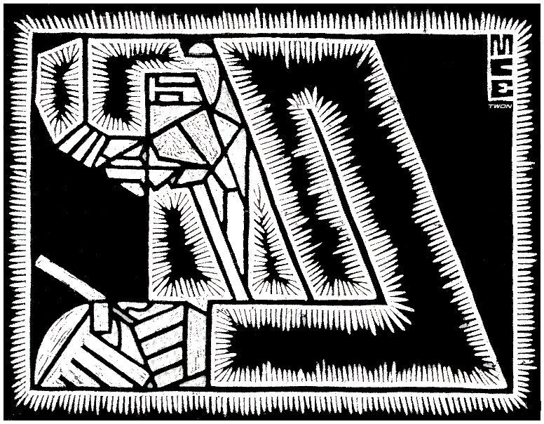 escher2 143 twon Eschers Father with Magnifying Glass Art A4 Photo Print