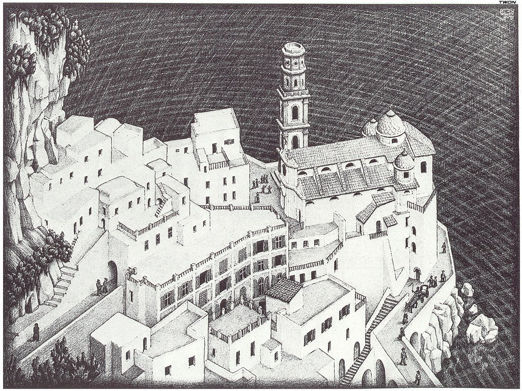 escher2 147 twon Atrani Coast of Amalfi Art A4 Photo Print