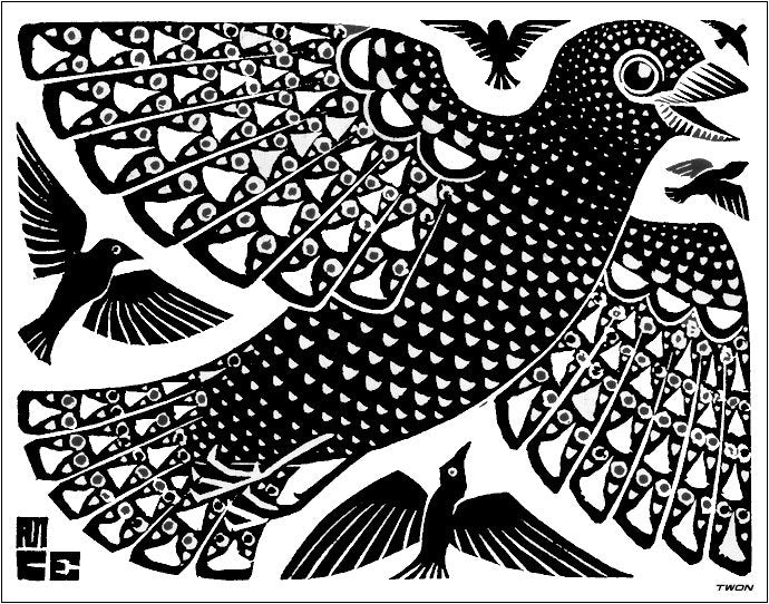escher2 165 twon Birds Art A4 Photo Print