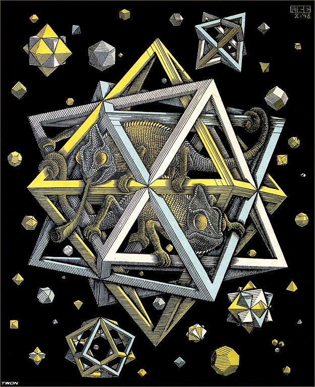 escher2 180 twon Stars Art A4 Photo Print