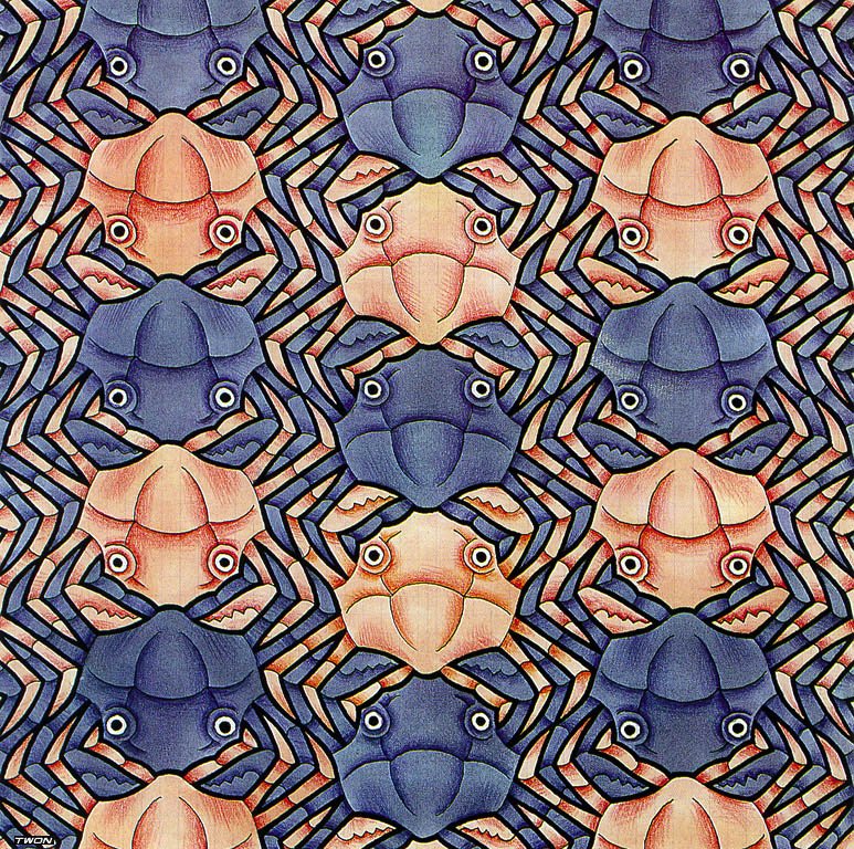 escher2 183 twon Symmetry Watercolor 117 Crab Art A4 Photo Print