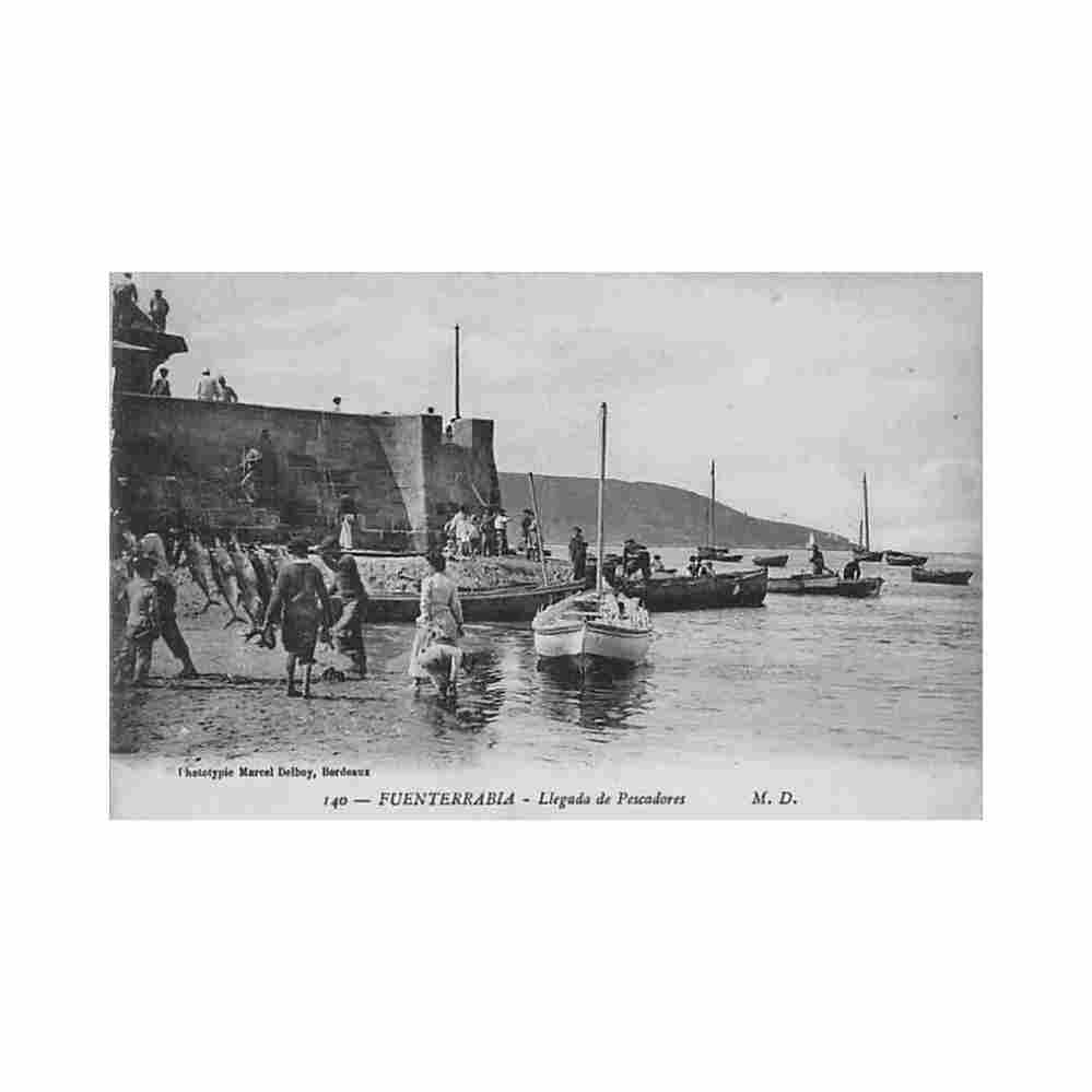 espana fuenterrabia llegada de pescadores ed marcel delboy 140 Vintage A4 Photo Print