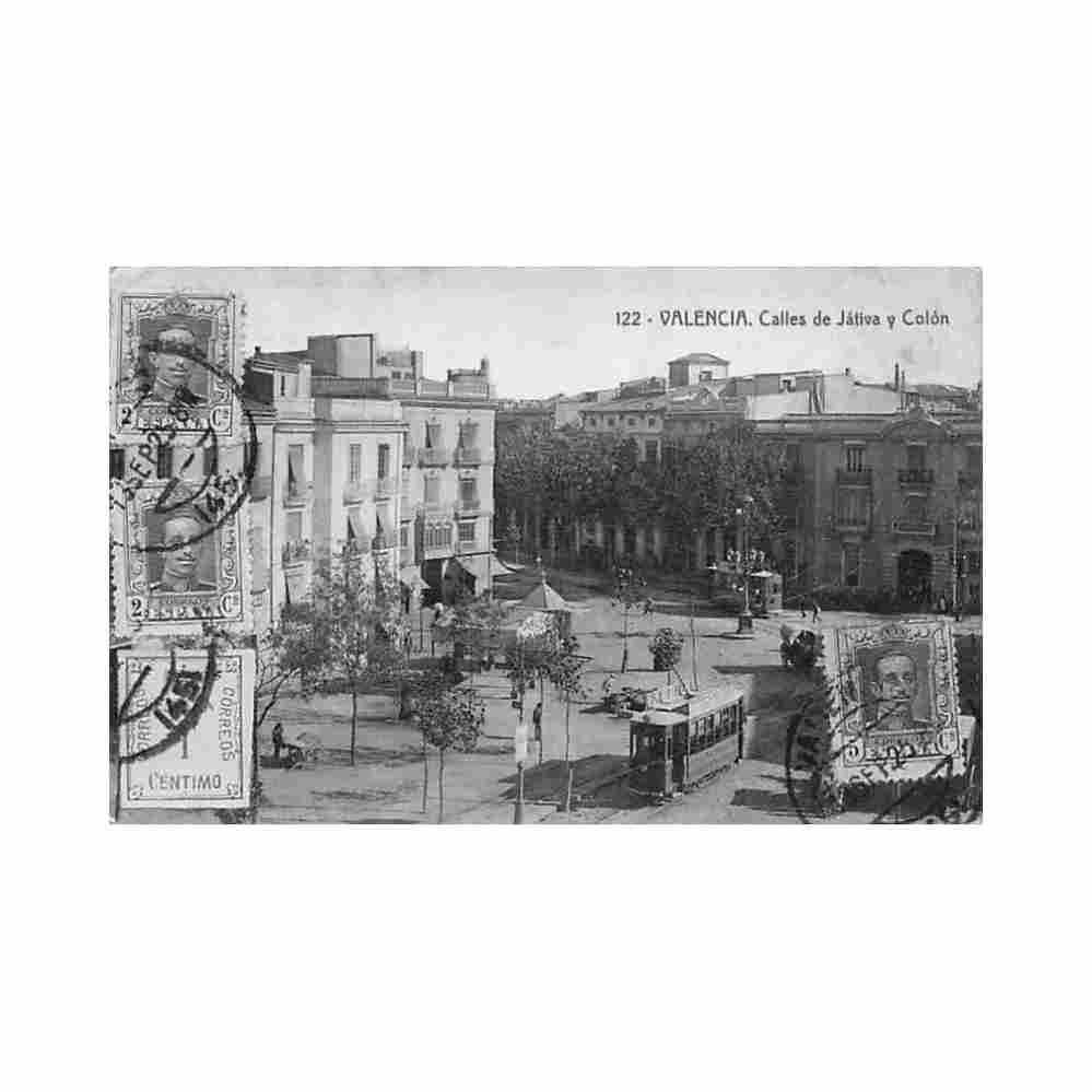 espana valencia calles de jativa y colon ed thomas 122 Vintage A4 Photo Print