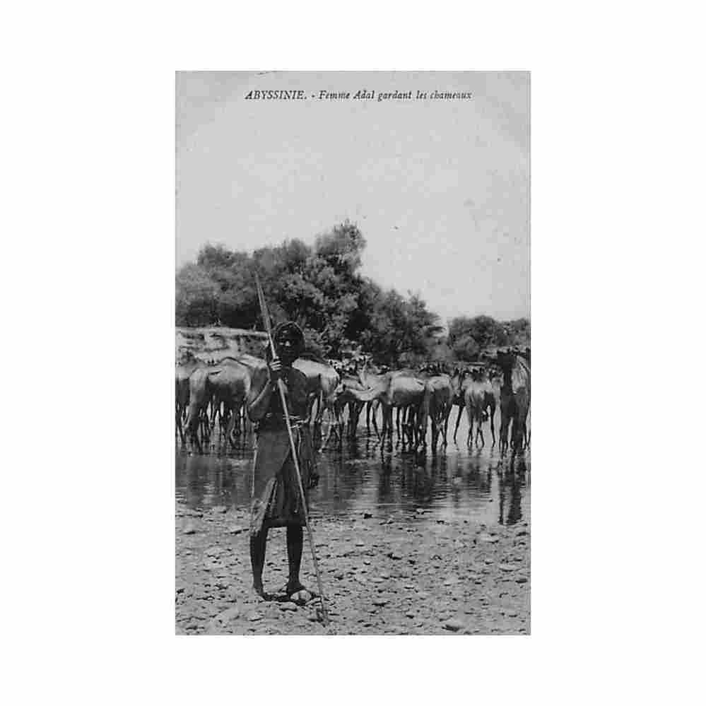 ethiopia adal woman guarding the camels e cailleux Vintage A4 Photo Print