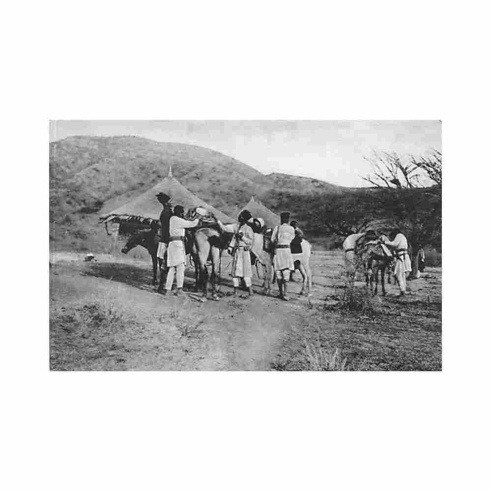 ethiopia loading mules at the start julia e h schrenzel Vintage A4 Photo Print