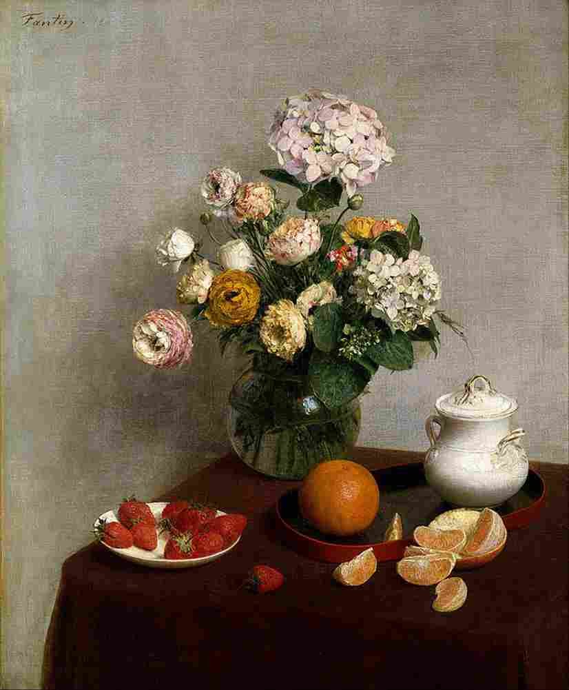fantin flowers and fruit Art A4 Photo Print