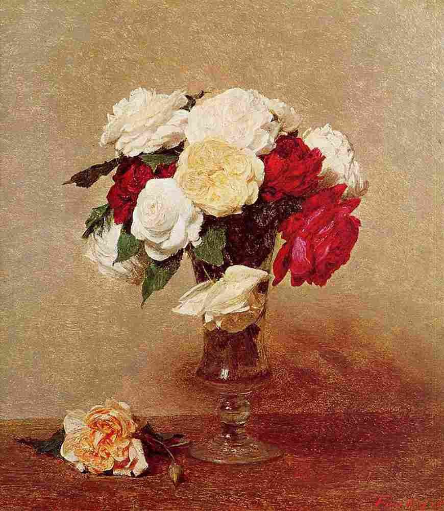fantin vase of roses Art A4 Photo Print