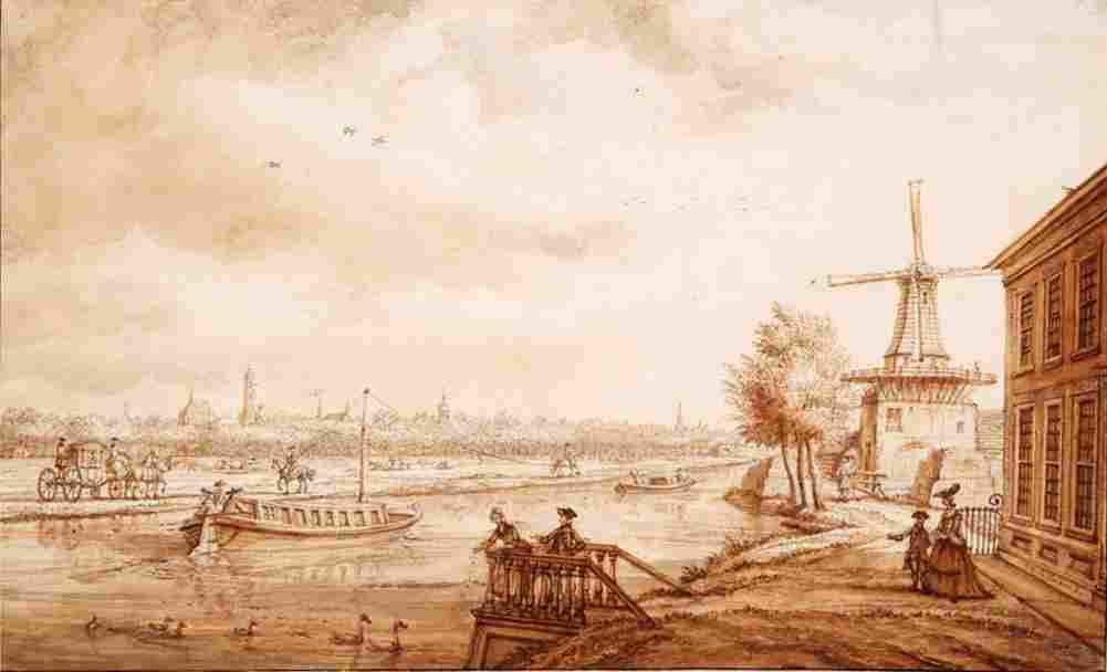 fargue trekvliet with barge at the hague Art A4 Photo Print