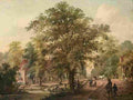 fargue village street with figures loading a barge Art A4 Photo Print
