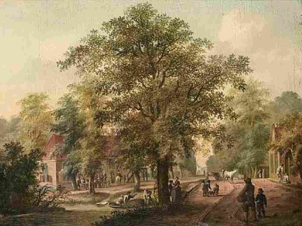 fargue village street with figures loading a barge Art A4 Photo Print