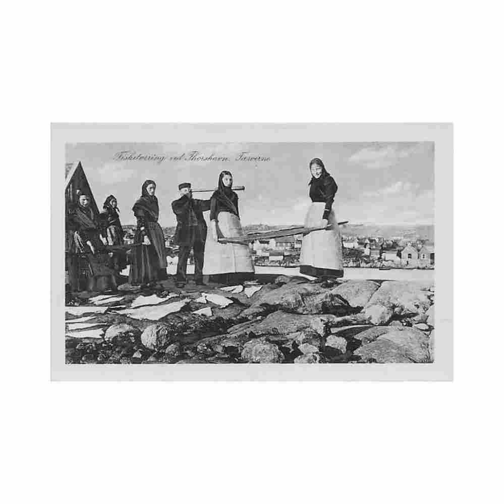faroe torshavn fish drying jacobsens bokahandil Vintage A4 Photo Print