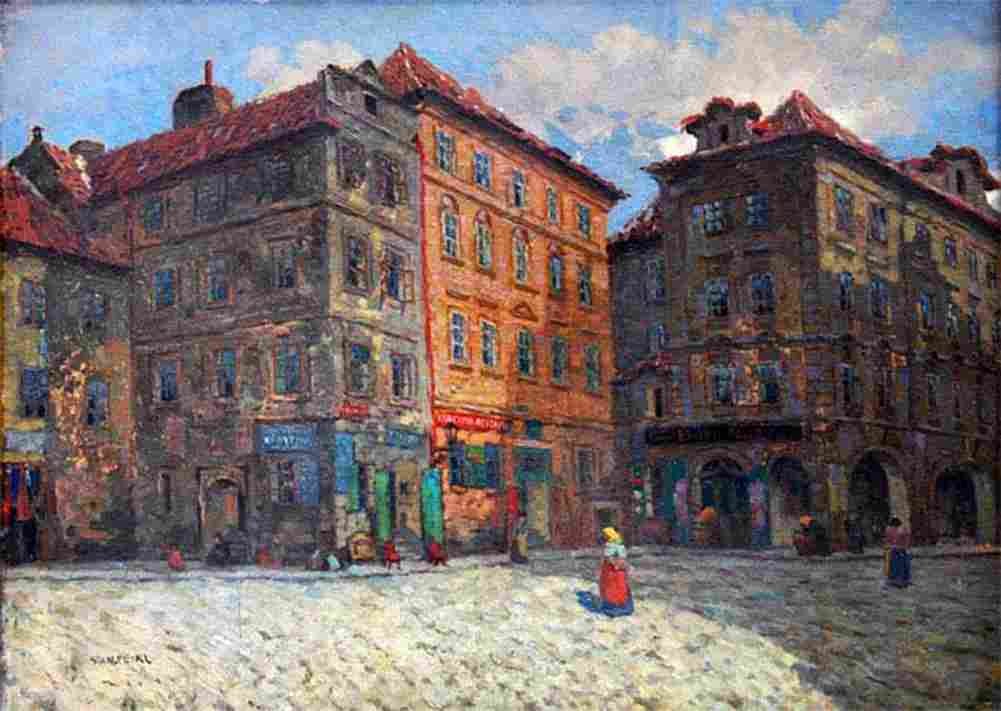 feik Houses in Street U Radnice in Prague Art A4 Photo Print