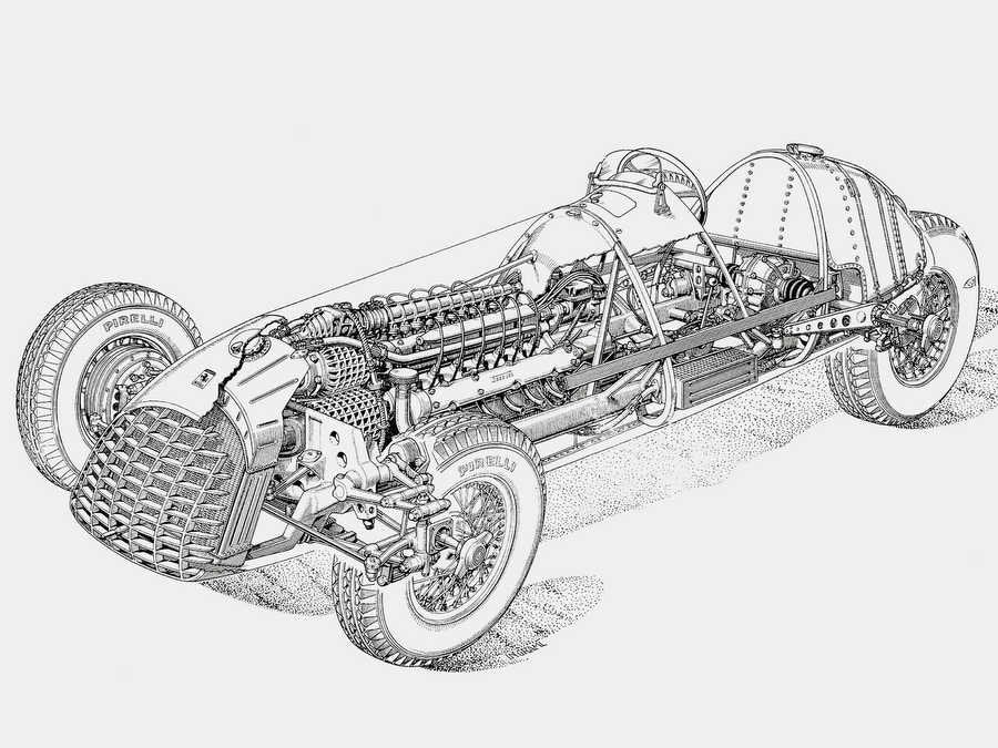 ferrari 125 f1 cutaway A4 Photo Print
