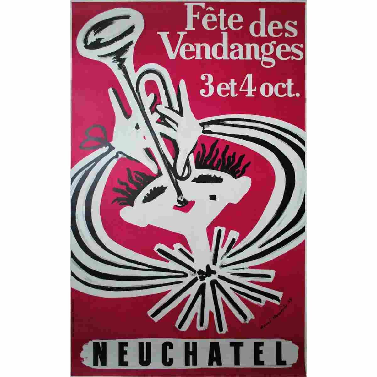 fete des vendanges neuchatel andre huguenin 1953 2 Advert A4 Photo Print