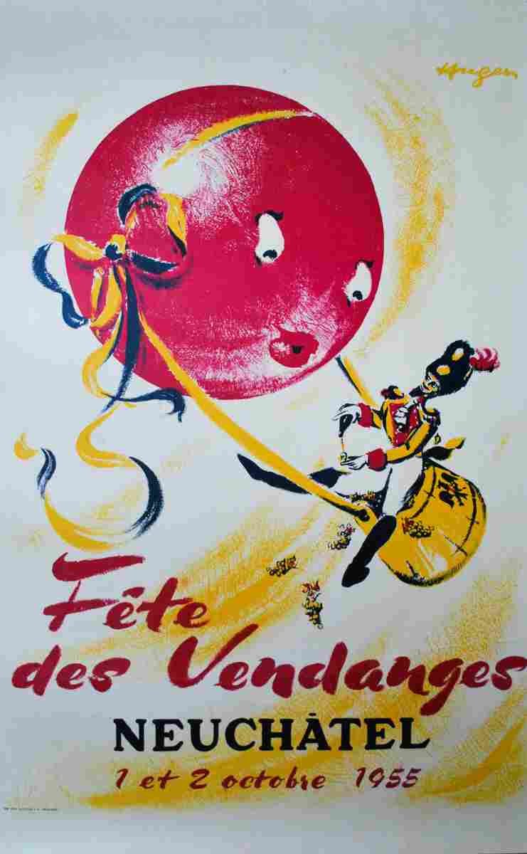 fete des vendanges neuchatel andre huguenin 1955 4 Advert A4 Photo Print