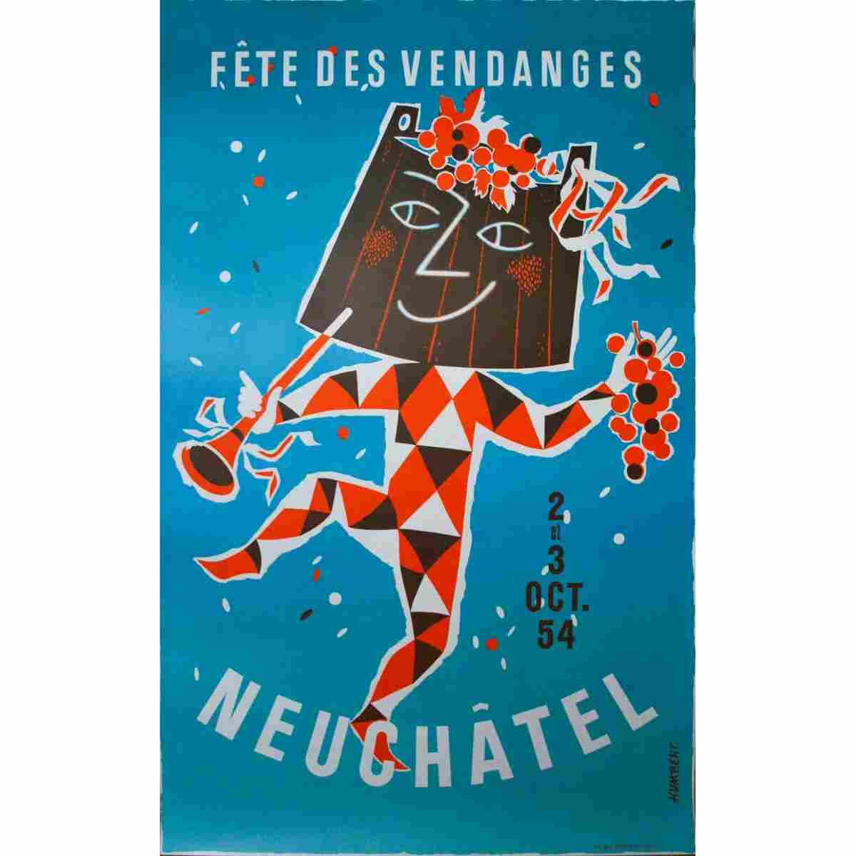 fete des vendanges neuchatel claude humbert 1954 2 Advert A4 Photo Print