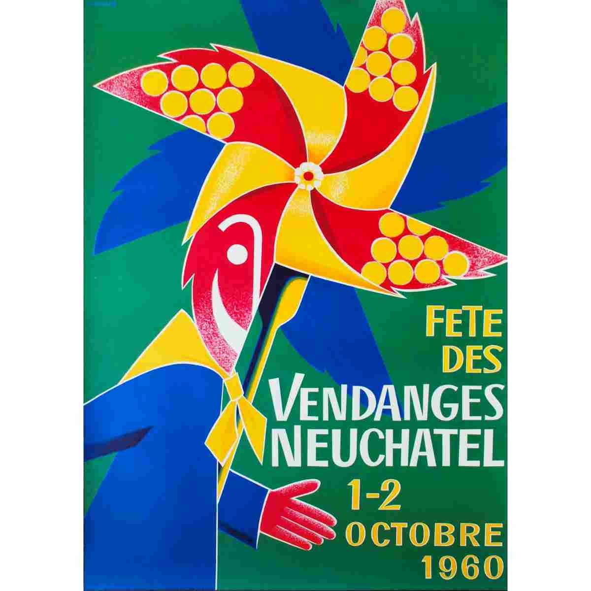 fete des vendanges neuchatel walter wehinger 1956 34 Advert A4 Photo Print