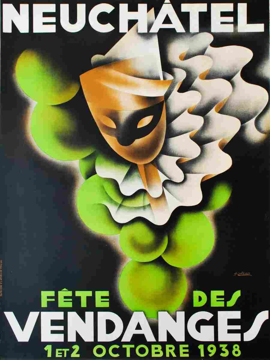 fete des vendanges neuchatel walter wehinger 1956 40 Advert A4 Photo Print