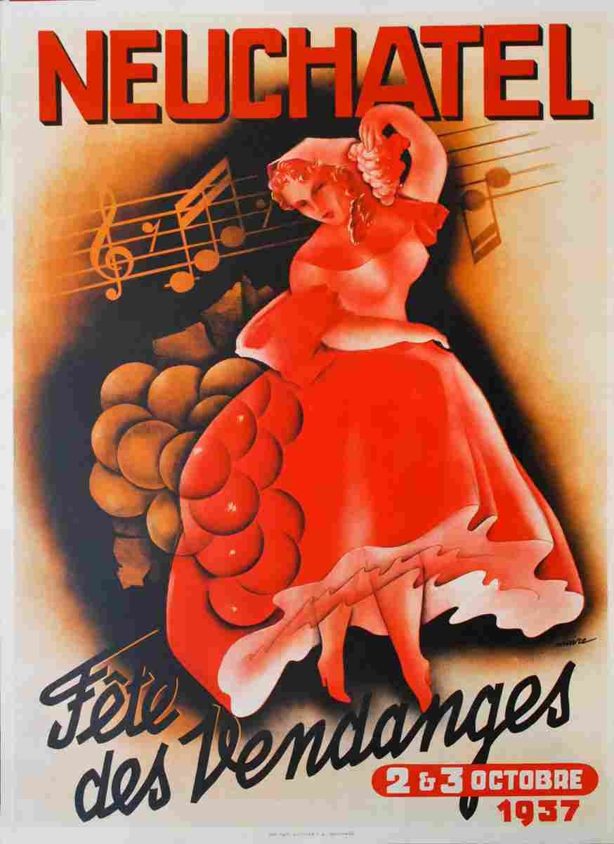 fete des vendanges neuchatel walter wehinger 1956 48 Advert A4 Photo Print